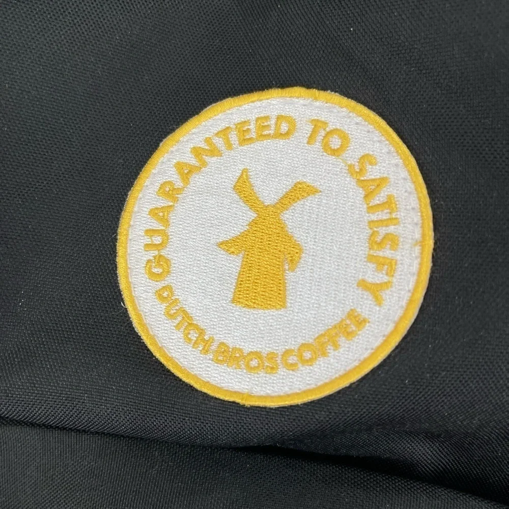 Dutch Bros Black Backpack w Yellow Windmill Logo Patch